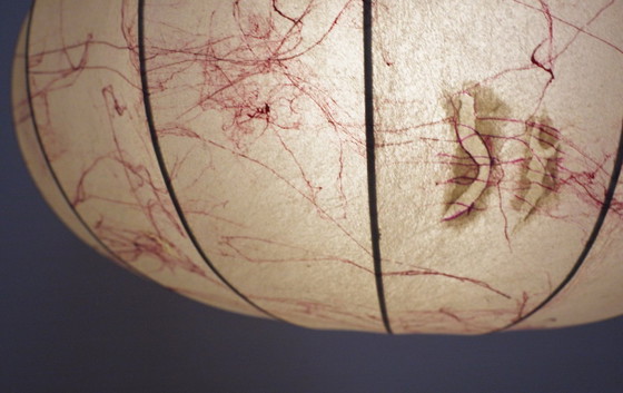 Image 1 of Italian Coccoon Pendant Lampshade Mid Century Modern Resin Large Hanging Light Vintage 1960s