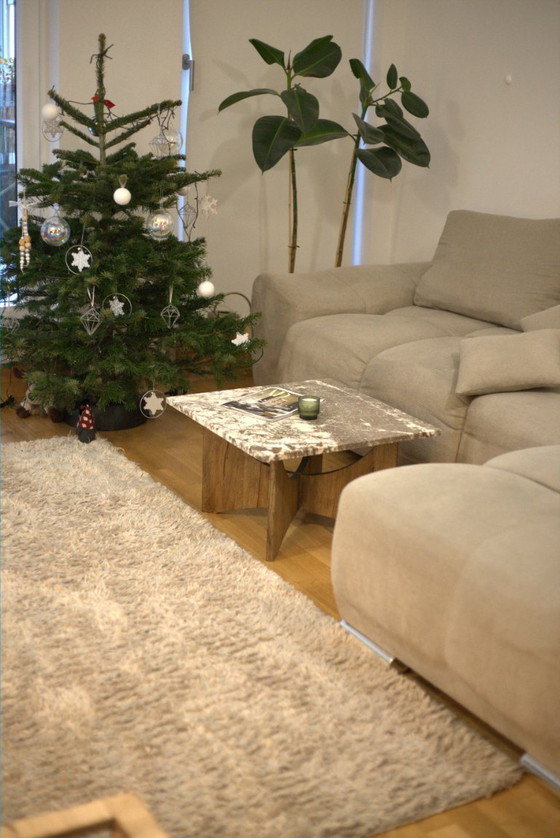 Image 1 of Couchtisch quadrata Forest Snow aus Naturstein und Massivholz Eiche