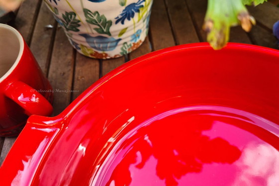 Image 1 of 1x Peugeot Appolia Piatto da forno rotondo 27 cm - Rosso - Ceramica