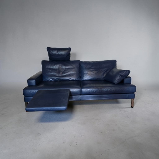 FSM FM-270 Clarus Designersofa | Georg Appeltshauser | Dunkelblaues Leder | De Sede-Gruppe – 2 zitsbanken, Leather