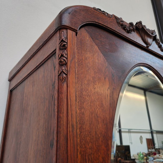 Image 1 of Antieke Vintage kledingkast garderobekast spiegelkast demontabel