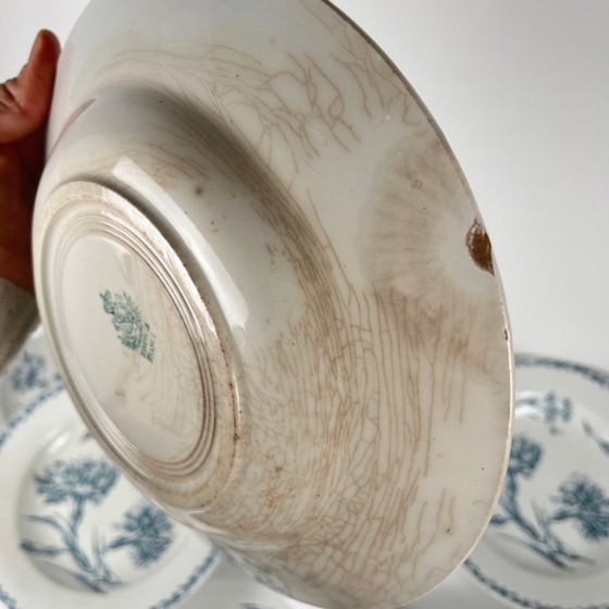 Image 1 of Set of 8 soup plates, "Oeillet" pattern, KG Lunéville, ironstone, 19th century