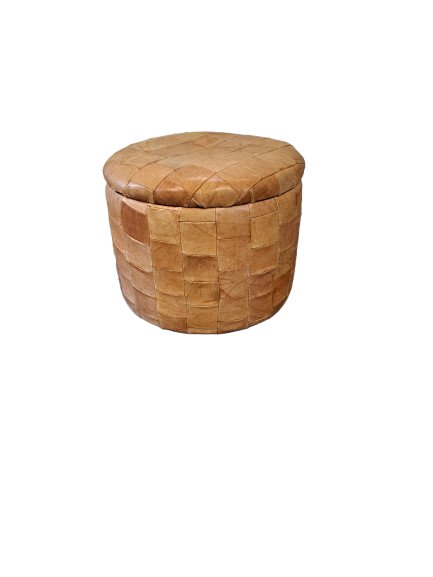 Image 1 of De Sede Leather Pouf With Storage.