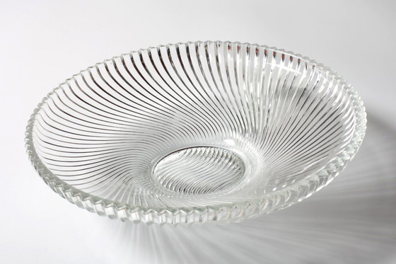 Image 1 of Ciotola vintage in vetro trasparente a coste / Elegante piatto pesante di Veropa / Francia / anni '70