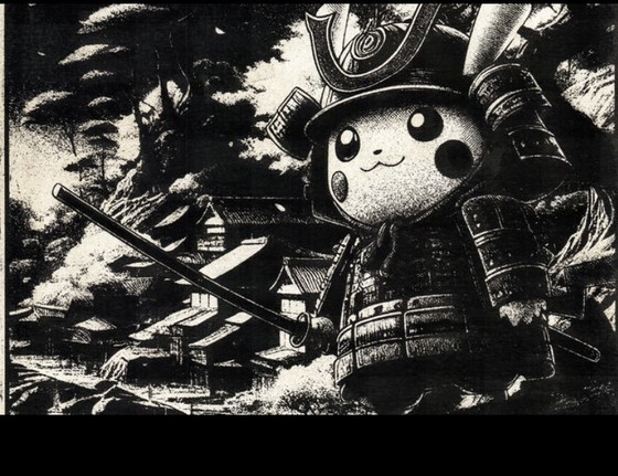 Image 1 of Kunstwerk Pikachu (Pokémon) Sturm über Fuji