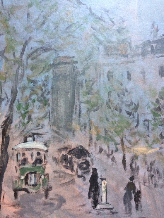Image 1 of Oil on panel by the painter Henry Saint-Clair (1899-1990) "The Saint-Martin Gate in Paris"