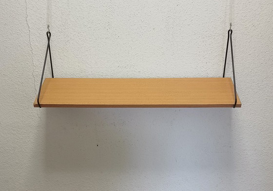 Wandregal aus den 1950er Jahren mit 1 Ablage – Metal, Wood (photo 5 of 8)