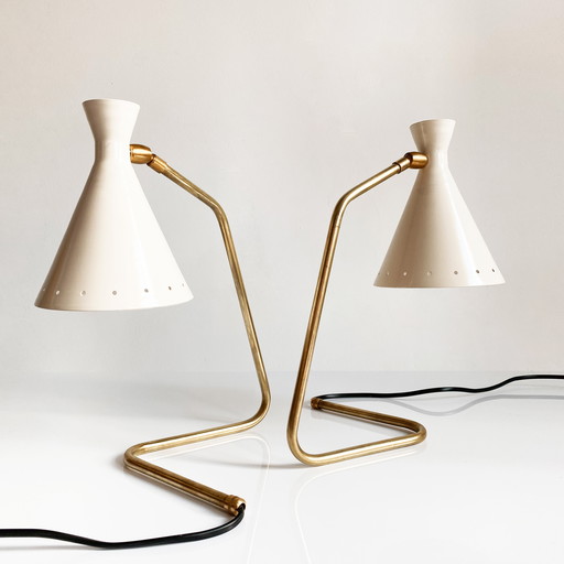 Paire De Lampes Cocottes Design Années 50 Blanches