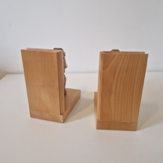 Image 1 of Set di fermalibri vintage a forma di bassotto, fermalibri in legno anni '60, bassotto