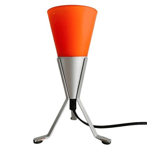 Vintage Retro Weltraumzeit Hema Tischlampe orange Glas Raketenlampe 1980er Jahre