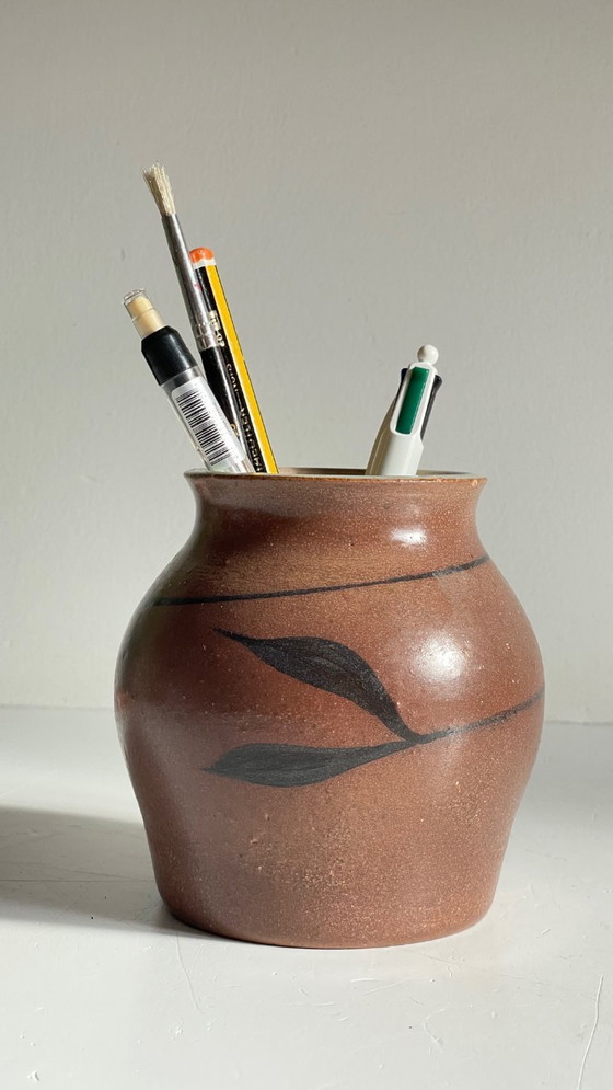 Vintage Signed Handcrafted Stoneware Vase – RG, Ceramic (photo 29 of 31)