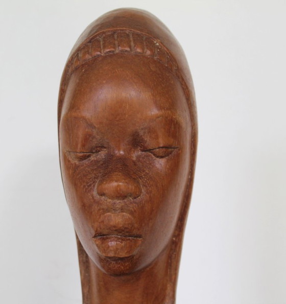 Image 1 of Afrikanische Büste, Holz, Mid-Century-Modernismus, 37 cm hoch
