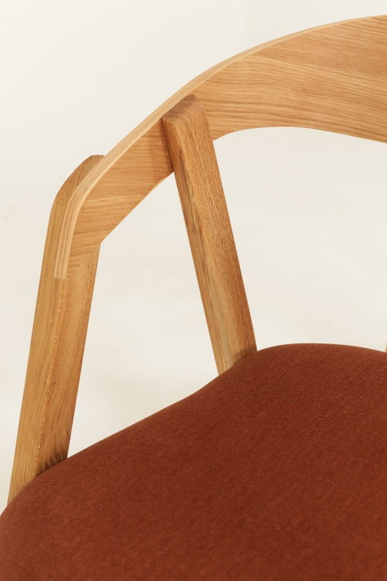 Image 1 of Esszimmerstühle aus Eichenholz, Kupfer und Samt, 6er-Set