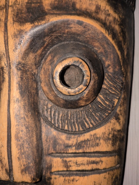 Image 1 of Bellissima maschera vintage in legno – Decorazione murale etnica anni '90