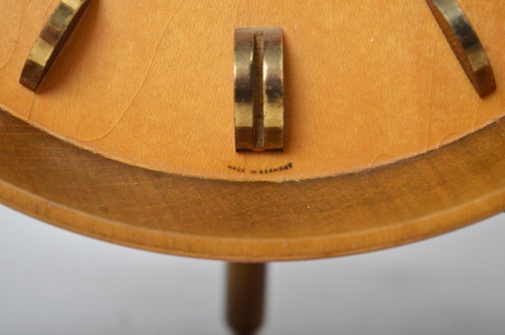 Image 1 of Mid Century Clock by Kienzle / Teak & Brass / Tripod Desk, Table or Shelf Clock / Germany, 1960's