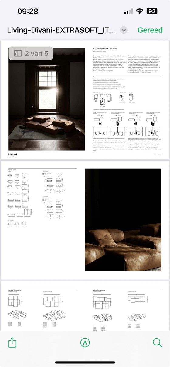 Image 1 of Living Divani extra soft Caresse Leather Cognac 10pcs +cushions