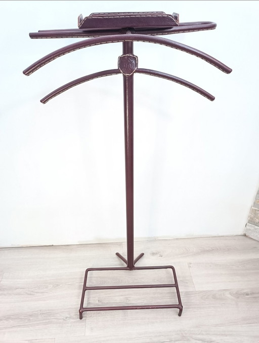 Luxueux valet en cuir cousu par Jacques Adnet 1950