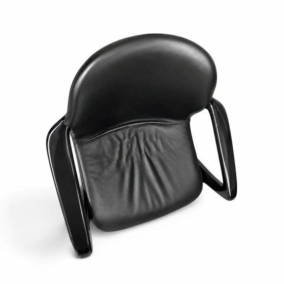 4 x Kangaroo Z-chair / Ernst Moeckl pour Horn Collection années 60 / Rembourrage cuir noir / Ernst Moeckl / (photo 10 of 19)