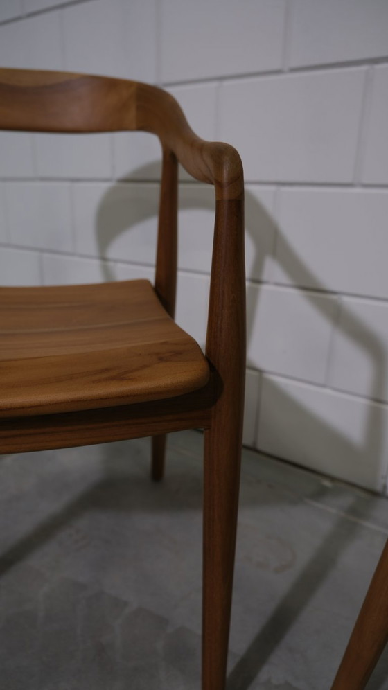 Image 1 of Set aus 4 Massivholz-Teak-Sesseln – Japandi-Design (Ausstellungsmodell)