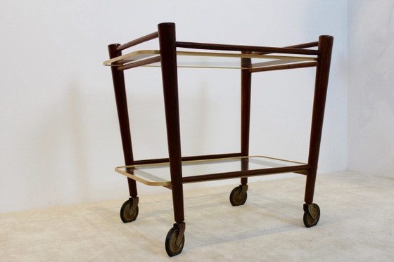 Serving Trolley by Cees Braakman for Pastoe, Bar carts, Glass, Rubber (photo 7 of 7)