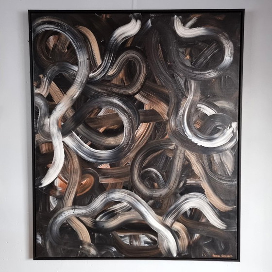 Image 1 of Frances Eckhardt – 100 x 120 cm abstraktes Gemälde, modernes Kunstwerk, handgefertigt