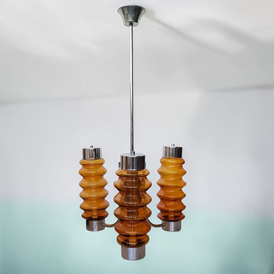 Image 1 of Mid Century Modern layered chandelier oversized