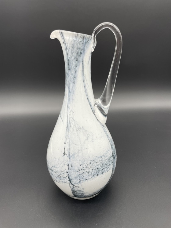 Hand-blown Art Glass Jug in White-Grey-Blue, Murano Style – Vases (photo 3 of 7)