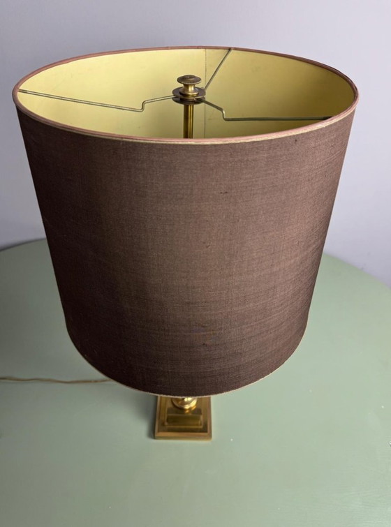 Hollywood Regency Solid Brass Column Table Lamp, Attributed to Maison Jansen. France, 1970s. Ref.: TL 302 (photo 11 of 14)