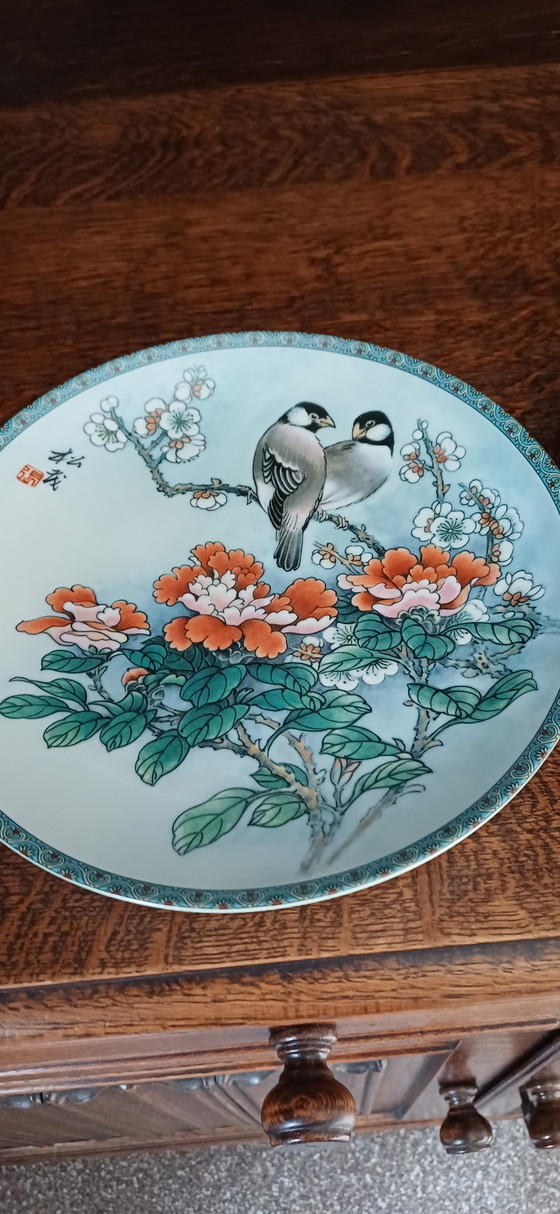 Image 1 of 3 beautiful Chinese decorative plates, diameter approx. 26 cm