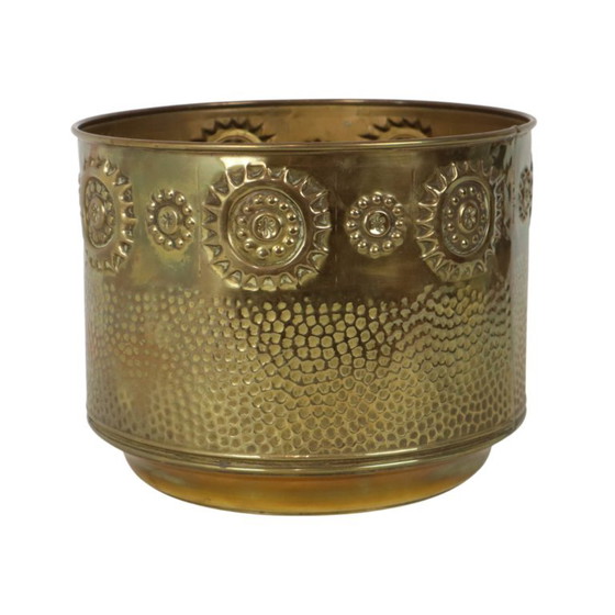 Grote Messing Plantenbak Jardinière Brandhout Repoussé – Brass (photo 6 of 15)