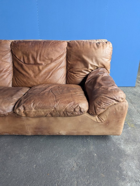 Image 1 of Canapé 3 places vintage en cuir italien, Brunati, années 1970