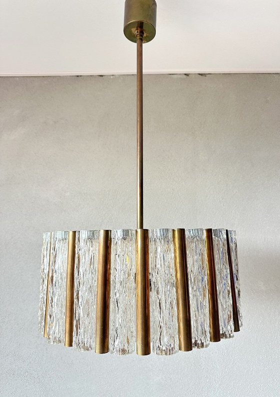 Vintage Kaiser Leuchten Chandelier – Glass, Brass (photo 5 of 12)