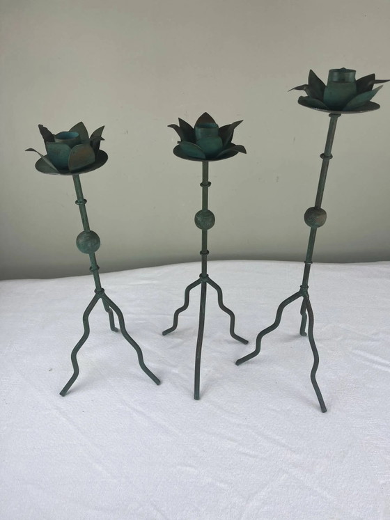 Trio di portacandele scultorei – Metal, Vintage (photo 3 of 12)