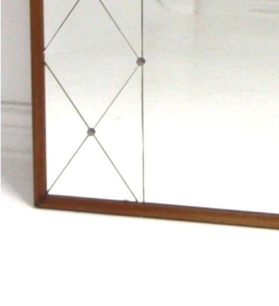 Image 1 of Scandinavian mirror in beech and metal, Sweden, 1960, 115x78cm