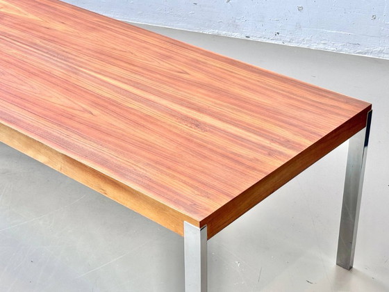 Image 1 of Spacious dining table with rosewood veneer and chrome-plated steel frame, 1970s