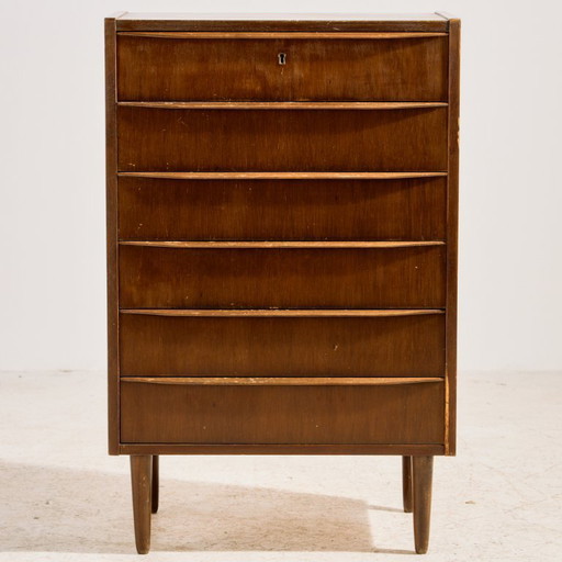 Cassettiera in teak MK11147 con sei cassetti