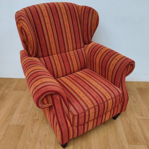Vintage landelijke veelkleurige oorfauteuil, fauteuil, stoel