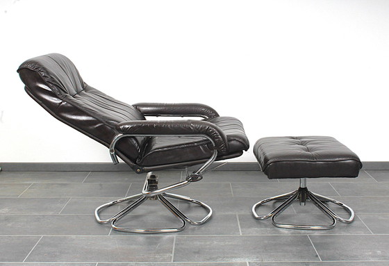 Image 1 of Sillón reclinable Unico en piel negra con pernera