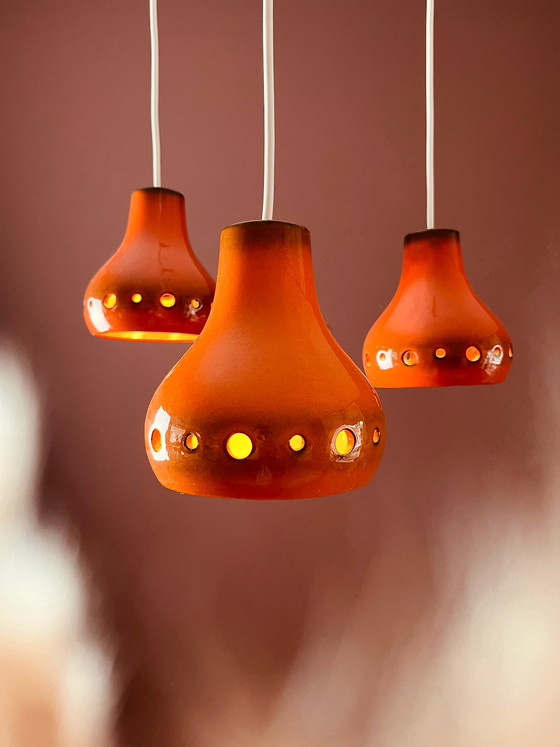 Image 1 of Uniek! Oranje Keramieken Cascade Hanglamp