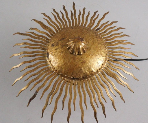 Mid - Century Sunburst wall lamp/ceiling light, France, 1970s