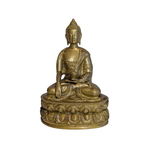 Tibetan Gilt-Bronze Buddha – 19th Century – beeldhouwkunst, Gold