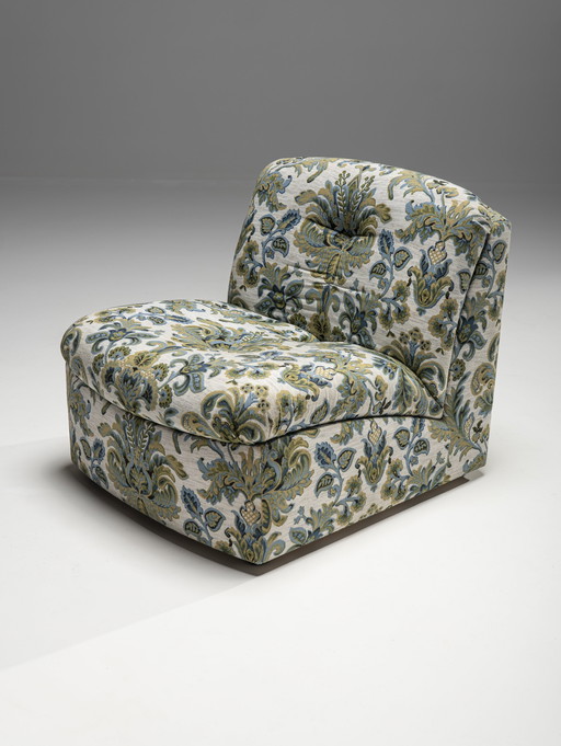 Mid-Century Flowered Lounge Chair, Italy, 1960s
