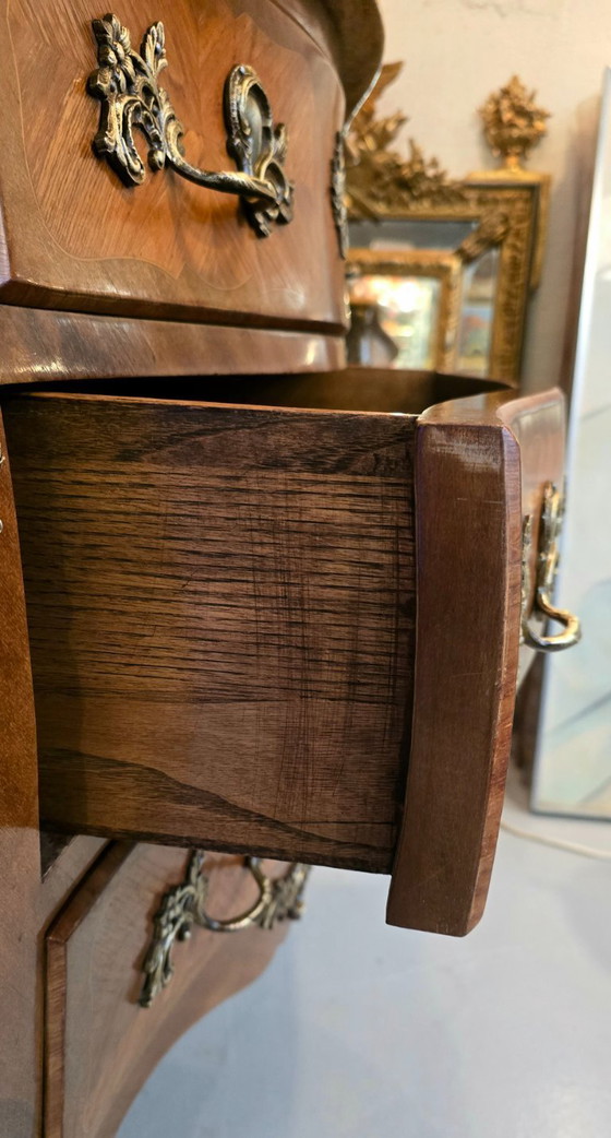 Image 1 of Bombé commode in Lodewijk XV-stijl – inlegwerk van palissanderhout