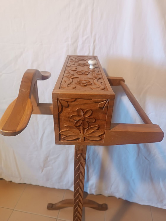 Hand-inlaid Valet Stand (Italy 1950s), Coat racks, Ceramic, Wood, Brown (photo 10 of 15)