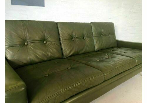 Image 1 of Canapé lounge vintage danois Svend Skipper à 3 places en cuir vert olive