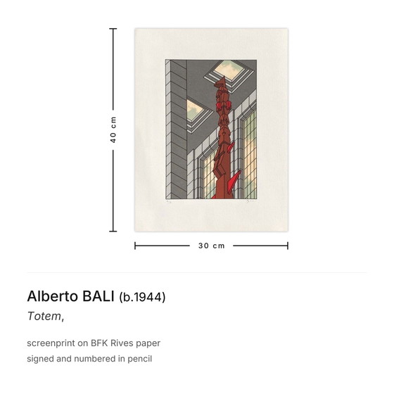 Totem sérigraphié signé par Alberto Bali – Lithographies et sérigraphies, Paper (photo 3 of 5)