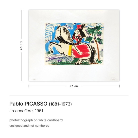 Image 1 of Pablo PICASSO Fotolitografía La cavalière 1961