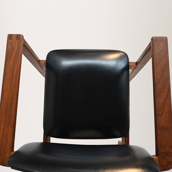 Image 1 of Teak and leather chairs, Denmark 1960s