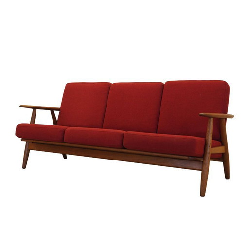 Canapé rouge CIGAR, design danois, années 1960, designer : Hans J. Wegner, fabricant : Getama