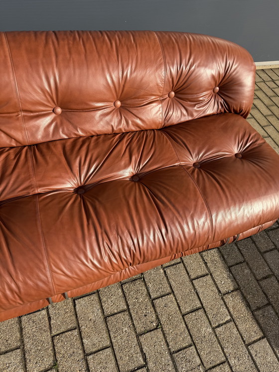 Image 1 of Cassina Soriana original de los años 70 de 4 plazas + 2x1 plazas Tobia & Afra Scarpa en cuero coñac